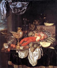 Large Still-life with Lobster, 1653 by Abraham Beyeren | Canvas Print