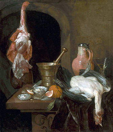 Preparations for a Meal, 1664 | Abraham Beyeren | Giclée Leinwand Kunstdruck