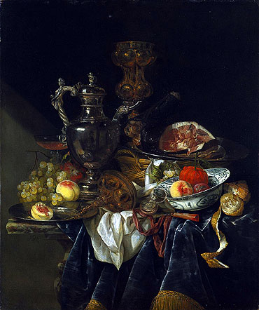 Stilleben mit einem silbernen Weinkrug, c.1660/65 | Abraham Beyeren