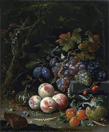 Still Life with Fruits, Foliage and Insects, c.1669 | Abraham Mignon | Giclée Canvas Print