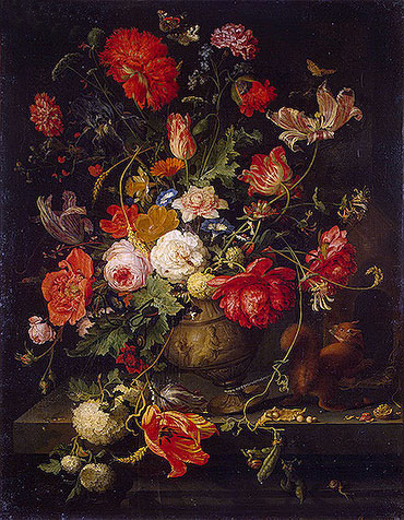 Vase of Flowers, b.1797 | Abraham Mignon | Giclée Canvas Print