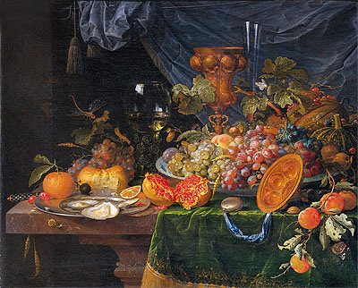 Still Life with Fruit and Oysters, c.1660/79 | Abraham Mignon | Giclée Canvas Print