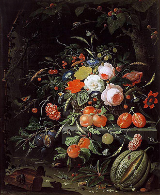 Abraham Mignon | Still Life with Flowers and Fruit, c.1660/80 | Giclée Canvas Print
