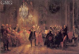 The Flute Concert of Frederick The Great at Sanssouci, c.1850/52 von Adolf von Menzel | Leinwand Kunstdruck