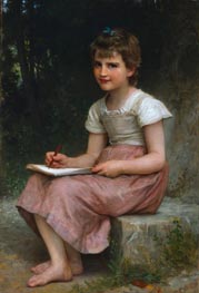 Bouguereau | A Calling (Seated Girl Writing), 1896 | Giclée Canvas Print