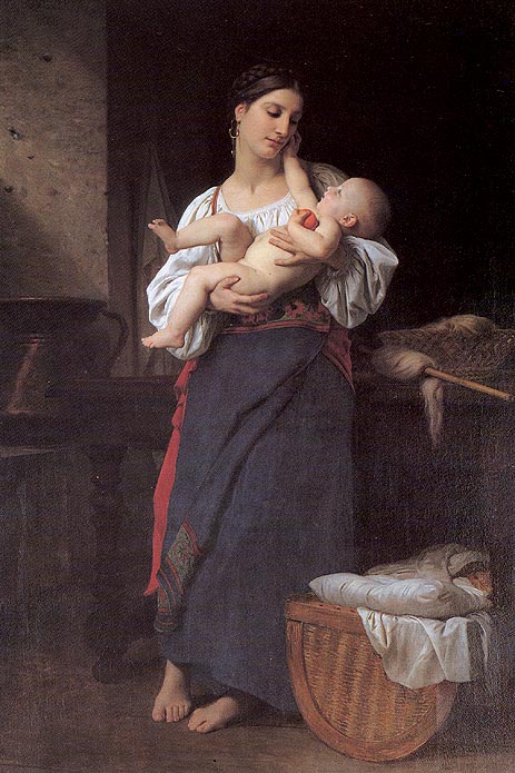 First Caresses, 1866 | Bouguereau | Giclée Canvas Print