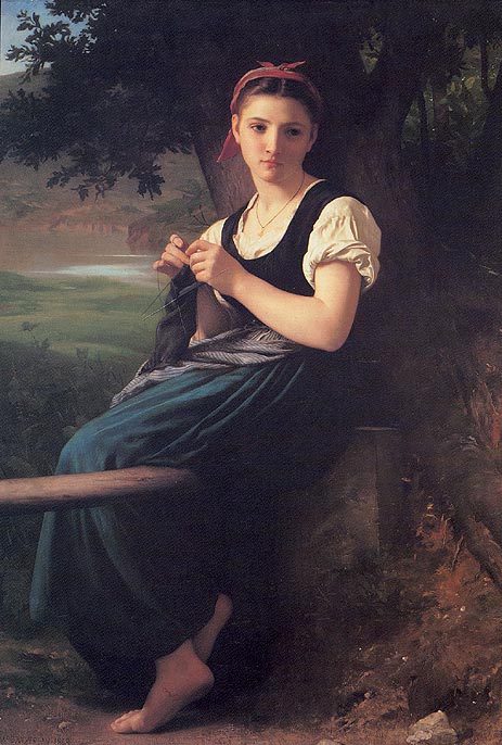 Bouguereau | La tricoteuse (The Knitting Girl), 1869 | Giclée Canvas Print