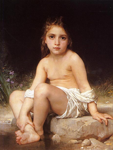 Child at Bath, 1886 | Bouguereau | Giclée Canvas Print
