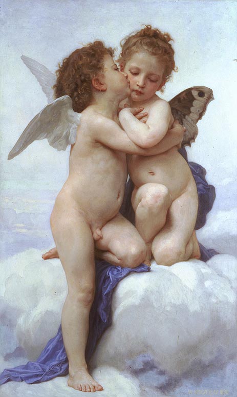 Cupid and Psyche as Children, 1889 | Bouguereau | Giclée Leinwand Kunstdruck