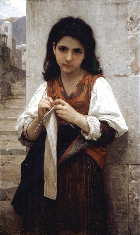 The Little Knitter, 1879 | Bouguereau | Giclée Canvas Print