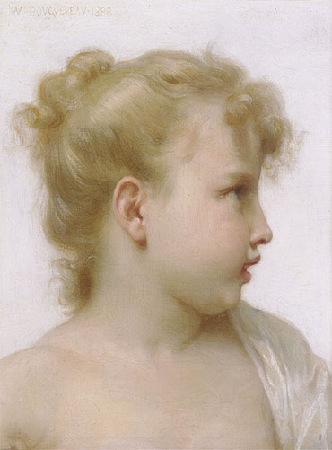 Head of a Little Girl, 1888 | Bouguereau | Giclée Canvas Print