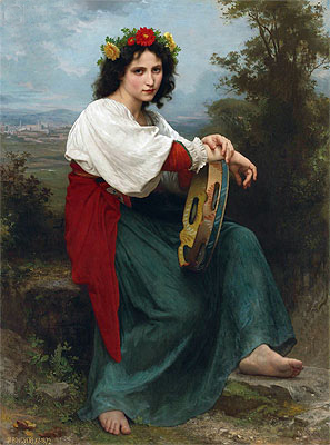 The Italian Girl with Basque's Tambourin, 1872 | Bouguereau | Giclée Canvas Print
