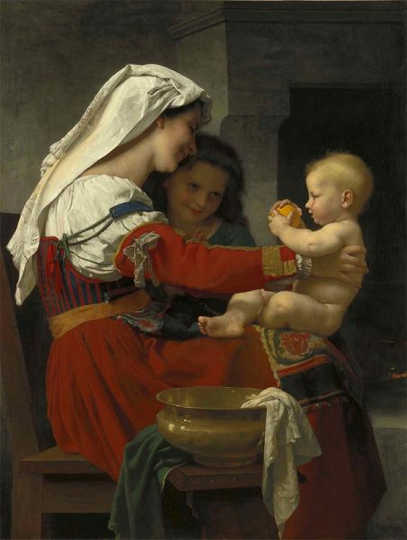 Mütterliche Bewunderung - das Bad, 1869 | Bouguereau | Giclée Leinwand Kunstdruck