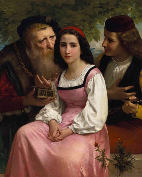Zwischen Reichtum und Liebe, 1869 | Bouguereau | Giclée Leinwand Kunstdruck