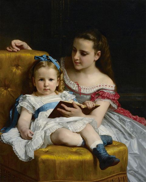 Portrait of Eva and Frances Johnston, 1869 | Bouguereau | Giclée Canvas Print