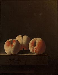 Adriaen Coorte | Three Peaches on a Stone Plinth, 1705 | Giclée Canvas Print