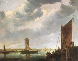 The Ferry Boat (The River Crossing) | Aelbert Cuyp | Painting Reproduction