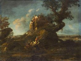 Landscape with Discovery of an Ancient Statue, 1716 by Christoph Ludwig Agricola | Art Print