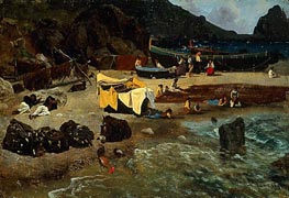 Bierstadt | Fishing Boats at Capri, 1857 | Giclée Canvas Print