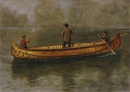 Fishing from a Canoe | Bierstadt | Painting Reproduction