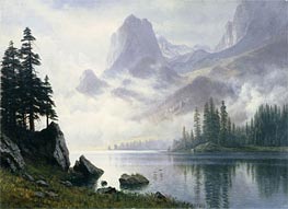 Berg aus dem Nebel, n.d. von Bierstadt | Leinwand Kunstdruck