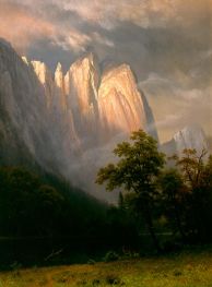 Kathedralenfelsen, Yosemite, 1870 von Bierstadt | Leinwand Kunstdruck