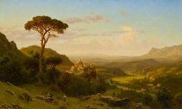 Italienisches Tal, 1860 von Bierstadt | Leinwand Kunstdruck