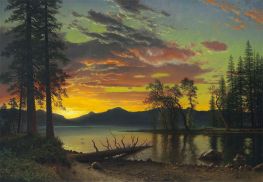 Twilight, Lake Tahoe, c.1870 by Bierstadt | Canvas Print