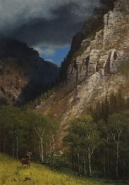 Übergang in die Rocky Mountains, c.1881 von Bierstadt | Leinwand Kunstdruck