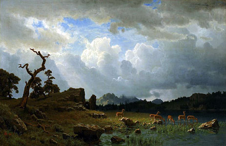 Thunderstorm in the Rocky Mountains, 1859 | Bierstadt | Giclée Leinwand Kunstdruck