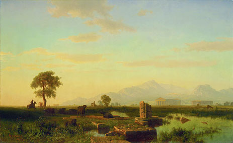 Ruinen von Paestum, 1858 | Bierstadt | Giclée Leinwand Kunstdruck