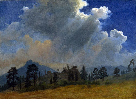 Fir Trees and Storm Clouds, c.1870 | Bierstadt | Giclée Leinwand Kunstdruck