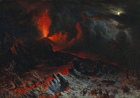 Mount Vesuvius at Midnight, 1868 | Bierstadt | Giclée Leinwand Kunstdruck