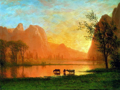 Sundown at Yosemite, n.d. | Bierstadt | Giclée Leinwand Kunstdruck