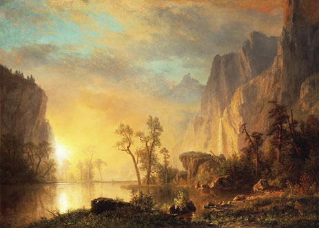 Sunset in the Rockies, 1866 | Bierstadt | Giclée Leinwand Kunstdruck
