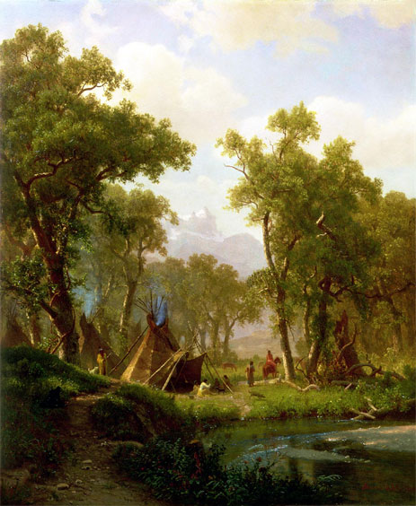 Indianerlager, Shoshone-Dorf, 1860 | Bierstadt