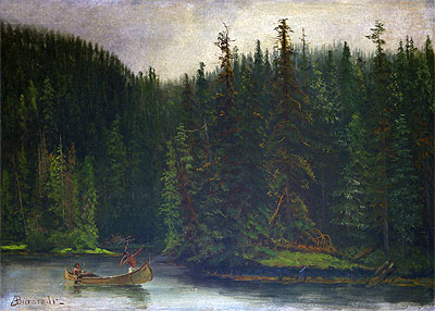 Indian Hunters in Canoe, n.d. | Bierstadt | Giclée Leinwand Kunstdruck