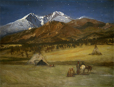 Indian Encampment - Evening, c.1876/77 | Bierstadt | Giclée Leinwand Kunstdruck