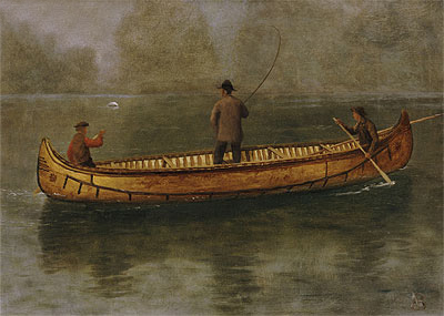 Fishing from a Canoe, n.d. | Bierstadt | Giclée Leinwand Kunstdruck
