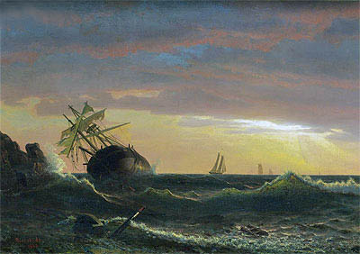 Beached Ship, 1859 | Bierstadt | Giclée Canvas Print