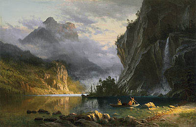 Indians Spear Fishing, 1862 | Bierstadt | Giclée Leinwand Kunstdruck