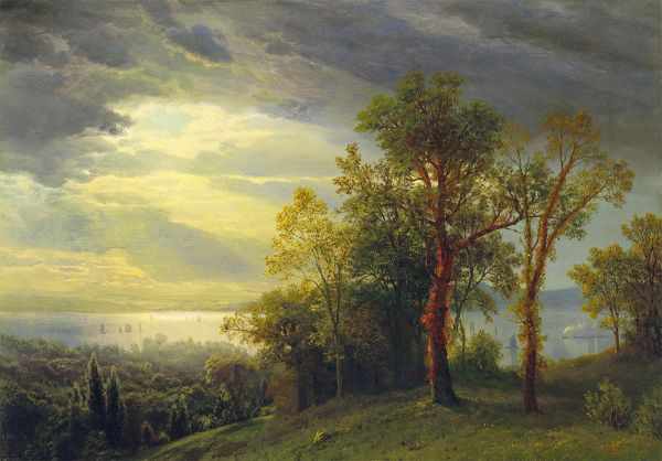 Blick auf den Hudson, 1870 | Bierstadt | Giclée Leinwand Kunstdruck