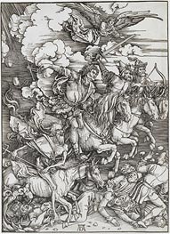 The Four Horsemen from the Apocalypse, 1498 von Durer | Papier-Kunstdruck