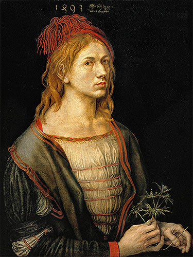 Self Portrait with a Thistle, 1493 | Durer | Giclée Leinwand Kunstdruck