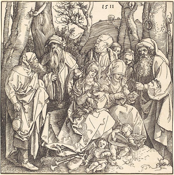 Die heilige Familie mit zwei musizierenden Engeln, 1511 | Durer | Giclée Papier-Kunstdruck