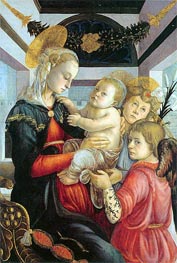Madonna and Child with two Angels, c.1460/65 by Botticelli | Canvas Print