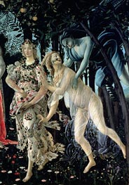 Detail of Zephyr, and Flora as the Hour of Spring, from the Primavera, c.1482 by Botticelli | Canvas Print