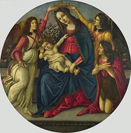 The Virgin and Child with Saint John and Two Angels, c.1490/00 von Botticelli | Leinwand Kunstdruck