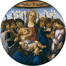Maria mit dem Kind und singenden Engeln (Raczyński Tondo), c.1480 von Botticelli | Leinwand Kunstdruck