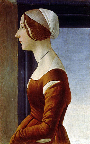 Portrait of a Woman (The Beautiful Simonetta), 1475 | Botticelli | Giclée Leinwand Kunstdruck